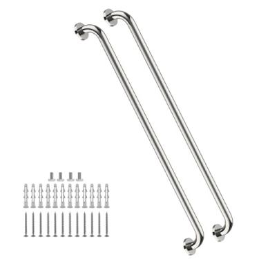 Imagem de Barra de apoio de chuveiro de 101 cm, ZUEXT SUS304 de aço inoxidável cromado para banheiro, barra de equilíbrio de chuveiro, suporte de trilho de mão, alça de banho para idosos com deficiência (3 cm de diâmetro)