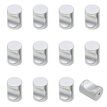 Imagem de Alça cilíndrica pequena redonda de liga de alumínio, alça com orifício único, cabo minimalista para gaveta de móveis, gaveta de gabinete, 10 peças, Matte，0.86"x0.7"