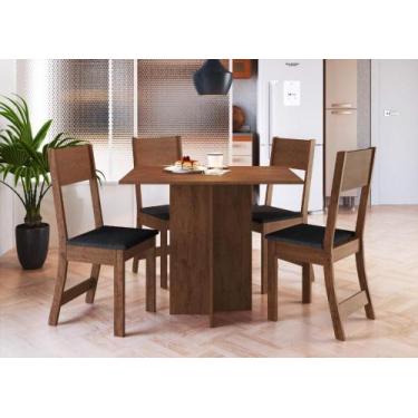 Imagem de Conjunto Sala de Jantar Fidelitá Roma Com 4 Cadeiras Noce/Preto - Fide