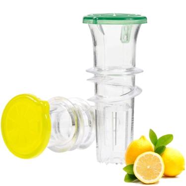 Imagem de Espremedor de limão, espremedor de limão com tampa rosqueada, novo limão portátil durável 2025, espremedor de frutas cítricas compacto com tampa, espremer limão para coquetéis, bebidas (2 peças)