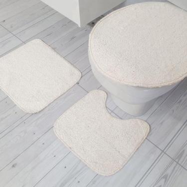 Imagem de Tapete Para Banheiro Kit 3 Peças em Algodão Antiderrapante - Tapetes J