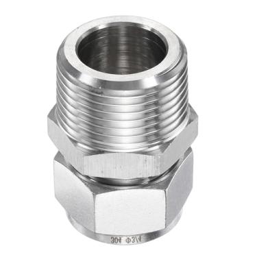 Imagem de HARFINGTON Encaixe de compressão tubo de 3/10.2 cm OD x 2.5 cm PT rosca macho aço inoxidável acoplador adaptador tubo de compressão conector de encaixe de tubo para óleo gás água