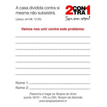 Imagem de 100 folhas p/ pedido de oração - SC, 2 contra 1