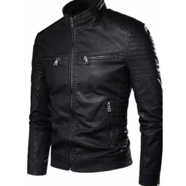 Imagem de Jaqueta de Pu Masculina Moderna Slim fit premium luxo - Vmong, Preto, 