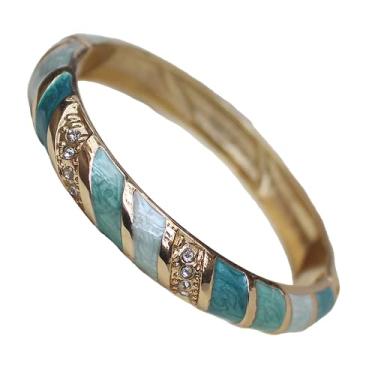 Imagem de Only My Live Home Pulseiras femininas coloridas Cloisonne esmaltadas listradas, pulseiras de strass com punho articulado, presentes artesanais tradicionais chineses, Inner Diameter 2.28 inch wide 0.39