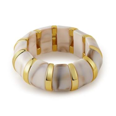 Imagem de NOVYRA Pulseiras femininas grossas de acrílico empilháveis coloridas de resina elástica joias modernas para mulheres, unified, Liga metálica, Sem Pedra Preciosa