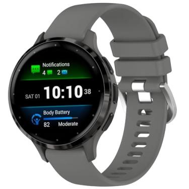 Imagem de Compatível com pulseiras Garmin Venu 3S, pulseira de substituição de silicone macio de 18 mm para smartwatch Garmin Venu 2S/Forerunner 265S/ 265S Music/ 255S/ 255S Music (cinza escuro)
