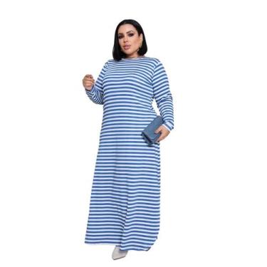 Imagem de Vestido Longo Estampado Feminino Inverno Manga Longa Elegante 2757 - S