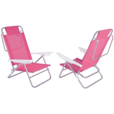 Imagem de Kit 2 Cadeiras Summer Reclinável 6 pos Alumínio Praia Piscina Camping - Mor