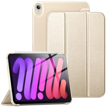 Imagem de DTTO Capa para iPad Mini 7 (A17 Pro) 2024/iPad Mini 6 2021 8,3 polegadas, padrão de seda premium, capa rígida com três dobras [suporte Touch ID] - Smart Auto Wake/Sleep, dourado