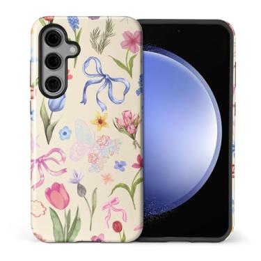 Imagem de ilikediy Capa para Samsung Galaxy S24, HL2 Flor Estética Colagem Híbrida 2 Camadas Capa Rígida Silicone Design Padrão Capa Protetora