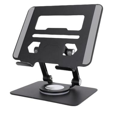 Imagem de Heayzoki Suporte para Tablets, Base de Alumínio Dobrável Ajustável de 360 Graus Bracket Com Design de Ventilação Aberta, para Smartphones de 5,8 a 12,9 Polegadas para Leitores Eletrônicos (BLACK)