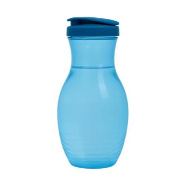 Imagem de Jarra De Suco Garrafa Plástica Água Geladeira 1 Litro Pequena Luxo Com Tampa Higiênica Cores (Azul)