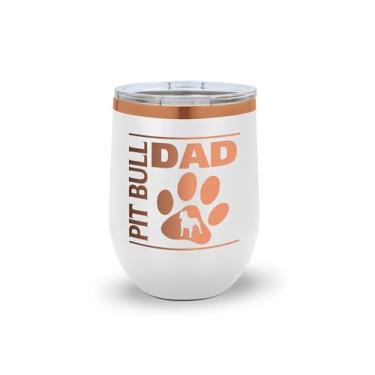 Imagem de Copo de vinho Pit Bull Dad – Aço inoxidável, resistente a derramamentos - Copo de vinho de aço inoxidável isolado (branco)