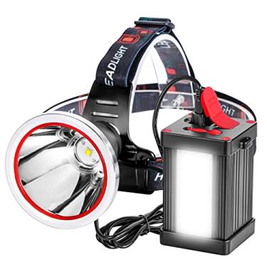 Imagem de Venlon Lanterna de cabeça de LED brilhante Superbright potente portátil recarregável com luz lateral externa para acampamento, ciclismo, caça, pesca (luz branca)
