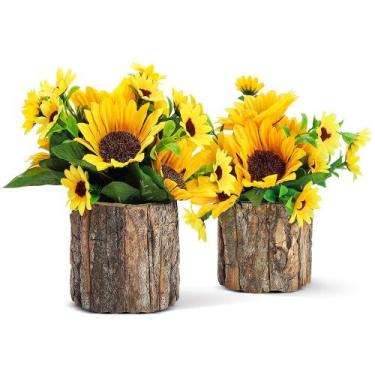 Imagem de Girassóis artificiais AceList, decoração de primavera com plantadores 