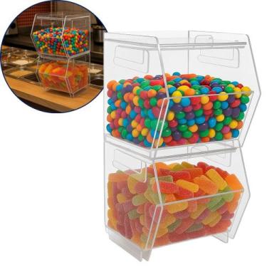 Imagem de Baleiro 2 Pçs Doces Balas Display Balcão Bancada Expositor Acrílico Tr