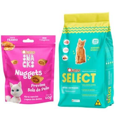 Imagem de Kit 1 Petisco Quatree Snacks Nuggets para Gatos Bola de Pelo 60g