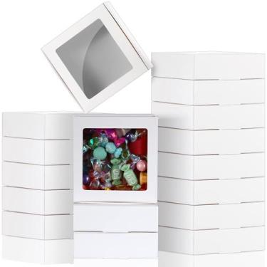 Imagem de Caixas de papel Kraft Zonon 30 com janela 10,5x10,5x3cm (brancas)