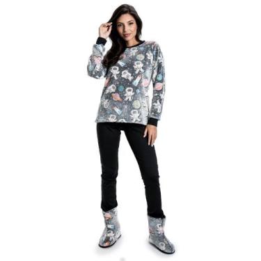 Imagem de Pijama Pelúcia Astronauta Com Modal Peluciado - Preto - G - Puff, Pret