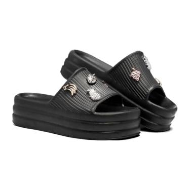 Imagem de Chinelo Slide Nuvem Conforto e Estilo - Original Com Pins Exclusivos chinelo feminino confortável chinelo para dia a dia(Preto,35)