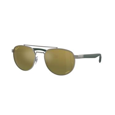 Imagem de Ray-Ban Óculos de sol redondos Rb3736ch Chromance, Bronze metálico/verde espelhado dourado dégradé polarizado, 56 mm