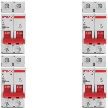 Imagem de Kit 4 Disjuntor Steck 50A Curva C SDD62C50 2 polos 3ka