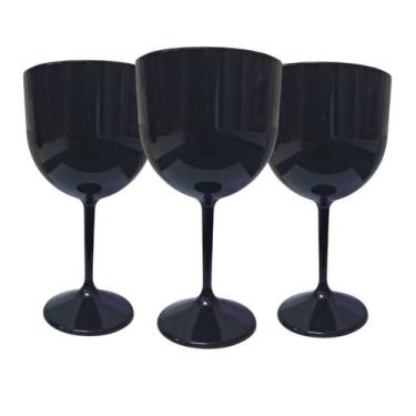 Imagem de Kit 6 Taças de Gin Acrílico Solido Preto 450ml p/ Festas Eventos Casam