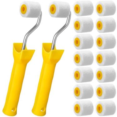 Imagem de Honeydak Mini rolo de pintura pequeno rolo de pintura para retoque de borda ou canto, ferramenta de pincéis de lã extra pequenos para molduras de janelas (pacote com 16, 2,5 cm)