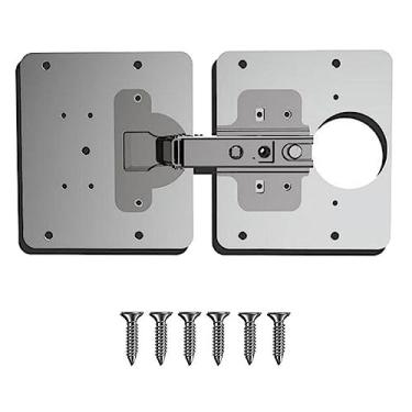 Imagem de Conjunto de placa de reparo de dobradiça de aço inoxidável, placas de fixação de dobradiça reta, parafusos, porta de madeira, conjunto de conserto de armário, 2 peças