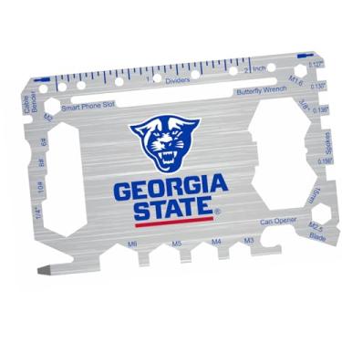 Imagem de Cartão multiferramentas de bolso 46 em 1 da Georgia State University com régua em polegadas – Ferramenta de carteira EDC de sobrevivência com chaves de fenda, chaves, abridor de garrafa e lata