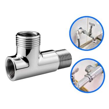 Imagem de Adaptador Conector T Para Tanque Máquina De Lavar 1/2" Metal Cromado T