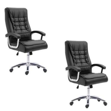 Imagem de Kit 2 Cadeiras Escritório Presidente Ergonômica NR17 material sintétic