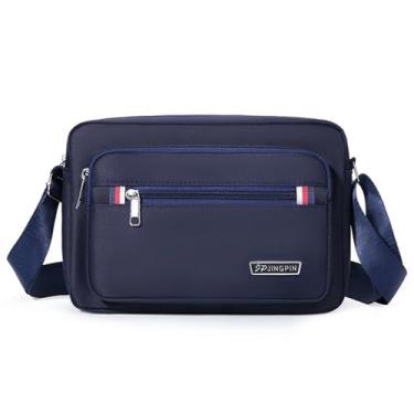 Imagem de Bolsa de ombro única masculina de nylon casual para negócios, bolsa tiracolo durável e leve para trabalho e viagens, Azul marinho