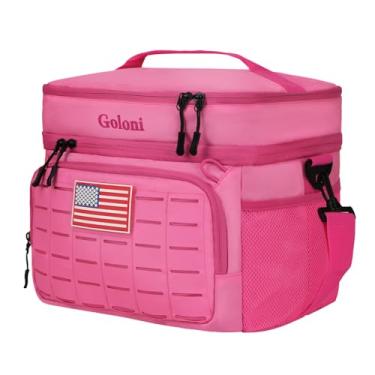 Imagem de Bolsa térmica portátil, à prova de vazamento, com alça de ombro, isolamento de 8 mm, mantém fresca, para acampamento, praia, piqueniques, rosa