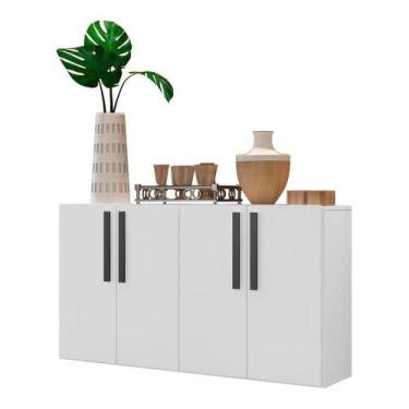 Imagem de Aparador Buffet 4 Portas Suspenso Viena V3605 Branco/Preto Branco/Pret