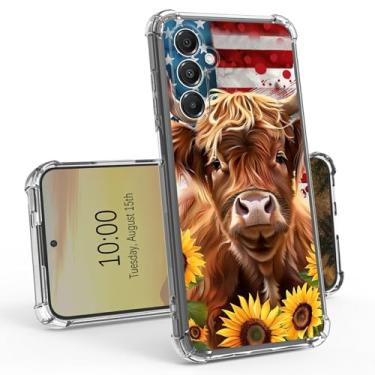 Imagem de BEOTIWAD Capa transparente de vaca com girassóis para Samsung Galaxy A16 5G 6,7 polegadas, fina, transparente, antiamarela, TPU, militar, resistente, durável, capa protetora para Samsung A16 5G