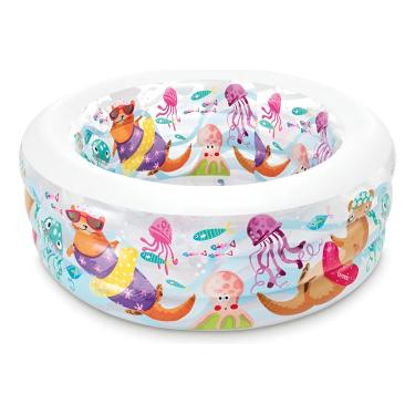 Imagem de Piscina Inflável Infantil Fundo Do Mar Resistente Divertida Confortável Rasa 360L