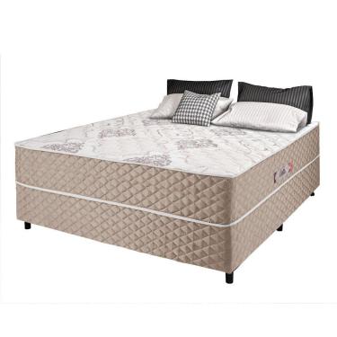 Imagem de Cama Box Casal Conjugada Ortopédico Alpha Espuma 138x188x52cm Bege-Branco Hellen