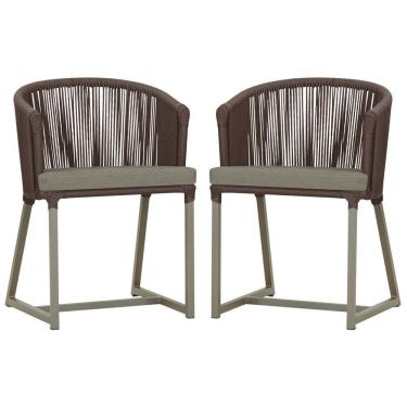 Imagem de 2 Cadeiras De Jantar Noronha Fendi Corda Náutica E8 Trama Marrom