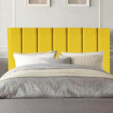 Imagem de Cabeceira Cama Casal Queen Size 160 Cm Esther Suede E Frame Cor:amarelo