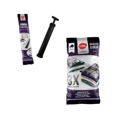 Imagem de Kit Saco Organizador A Vacuo 50X60Cm C/ Bomba Manual Clink