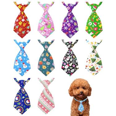 Imagem de PET SHOW Pacote com 10 gravatas de Natal para cães pequenos para cães e gatos, acessórios ajustáveis para cuidados de férias, gravatas borboletas, meninas, meninos, festivais, fantasias de filhotes,