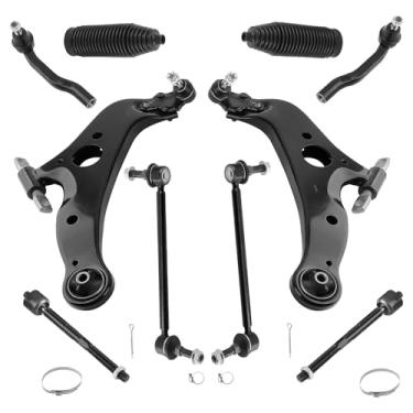 Imagem de maXpeedingrods Kit de suspensão de 10 peças para Toyota Sienna 2004-2010, 2 braços de controle inferiores dianteiros com junta esférica, 2 barras oscilantes, 4 haste de direção externa e interna, 2