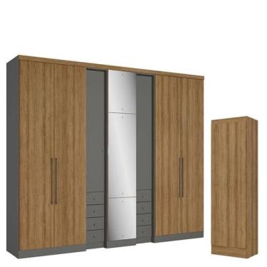 Imagem de Guarda Roupa Casal Absolut Plus Glass 7 Portas Grafite Almendra e Mult