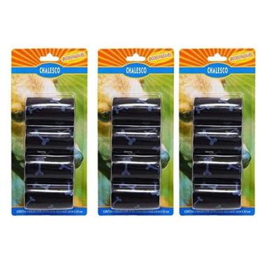 Imagem de 3 Preto Refil Cata Caca Com 4 Rolos De 20 Sacolas - Chalesco