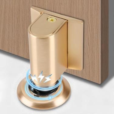 Imagem de Tampa magnética de cunha, sem furadeira, batentes invisíveis para portas internas, suporte magnético resistente, evita batidas de porta para casa e escritório (1, dourado)