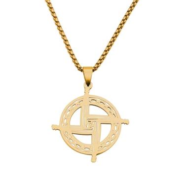 Imagem de Colar de joias tradicionais irlandesas para mulheres e homens, cruz celta, runa, viking, pingente irlandês, joia espiritual, presente, A