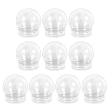 Imagem de FONDOTIN 10 peças de globo de neve de Natal, acabamento de lantejoulas, decoração de Natal, artesanato infantil, enfeites de Natal transparentes, bolas transparentes, artesanato, globo de água, faça