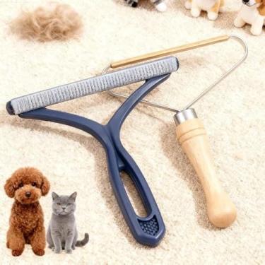 Imagem de Removedor de pelos de animais de estimação, combo de barbeador manual, ancinho de carpete, ferramenta de cachorro/gato/lã com escova de pilha, para tapetes, almofadas de carro, sofás, camas de animais
